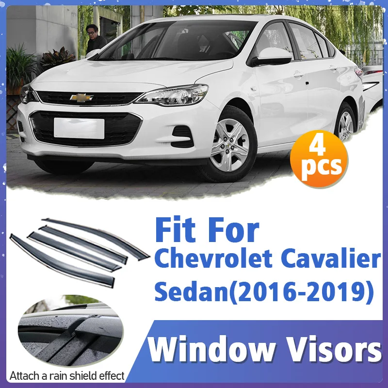 Window Visor Guard for Chevrolet Cavalier Sedan 2016-2019 Cover Trim Awnings Shelters Protection Sun Rain Deflector Accessories