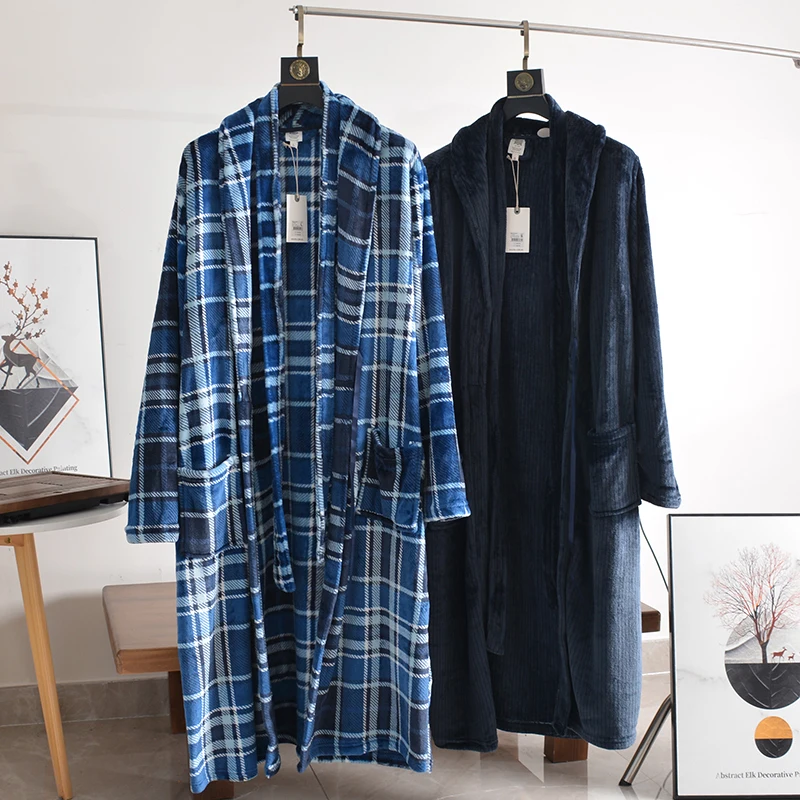 

Суперплотный фланелевый мужской Халат средней длины на осень и зиму