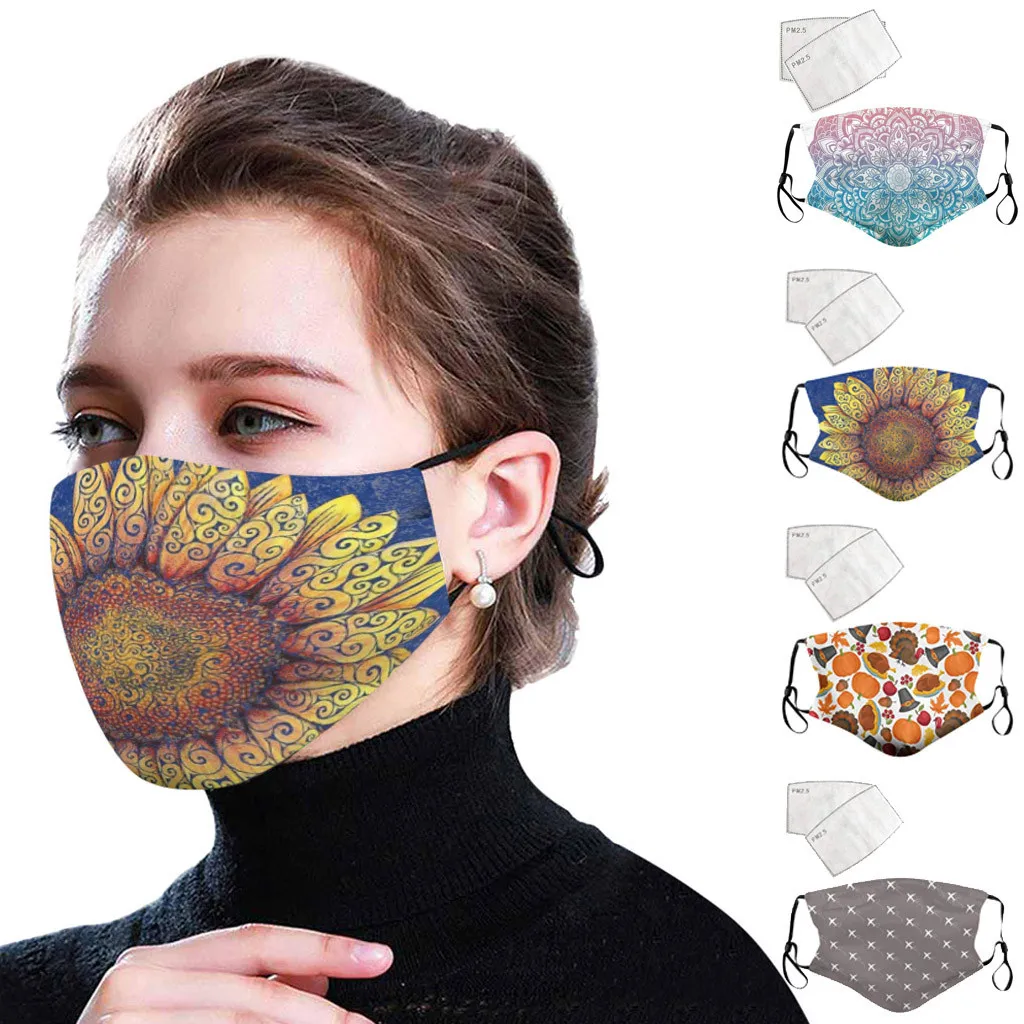 Маска для взрослых маска с цветочным принтом лица повседневная женщин рта