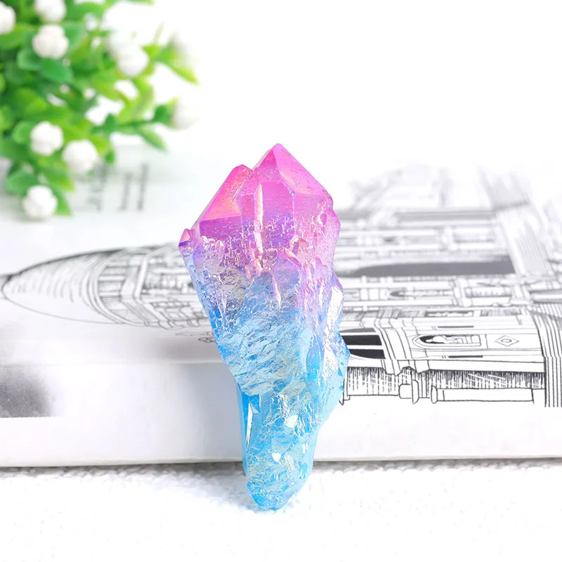 

Natural Crystal Electroplate Mixture Raw Quartz Irregular Cluster Healing Stone Crystal Point Specimen Home Decor Minerales Gift