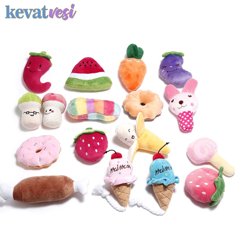 

Мультяшная собака, плюшевая игрушка, Интерактивная тренировочная игрушка для щенка, фрукты, овощи, жевательные звучащие игрушки для домашн...