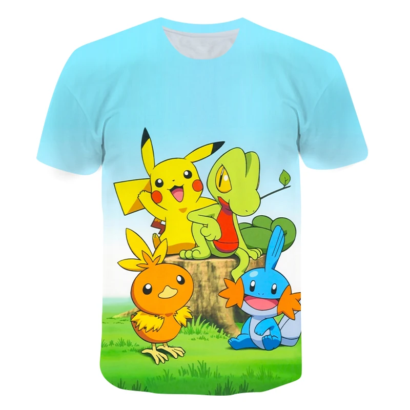

Pokmon Series Printed T-shirt 3D Boy Girl Clothes Wild Face Casual O-neck Summer Short Sleeve Cartoon Baby T-shirts Pokemon
