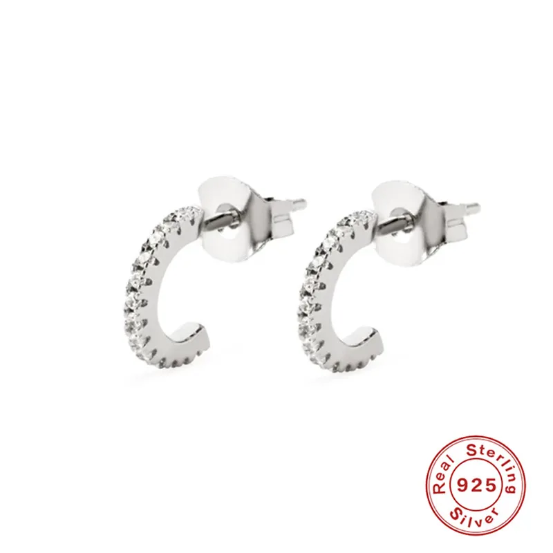Fashion 2020 925 sterling silver earrings Geometric Stud Earrings Star diamond snowflake party Jewelry best gift | Украшения и