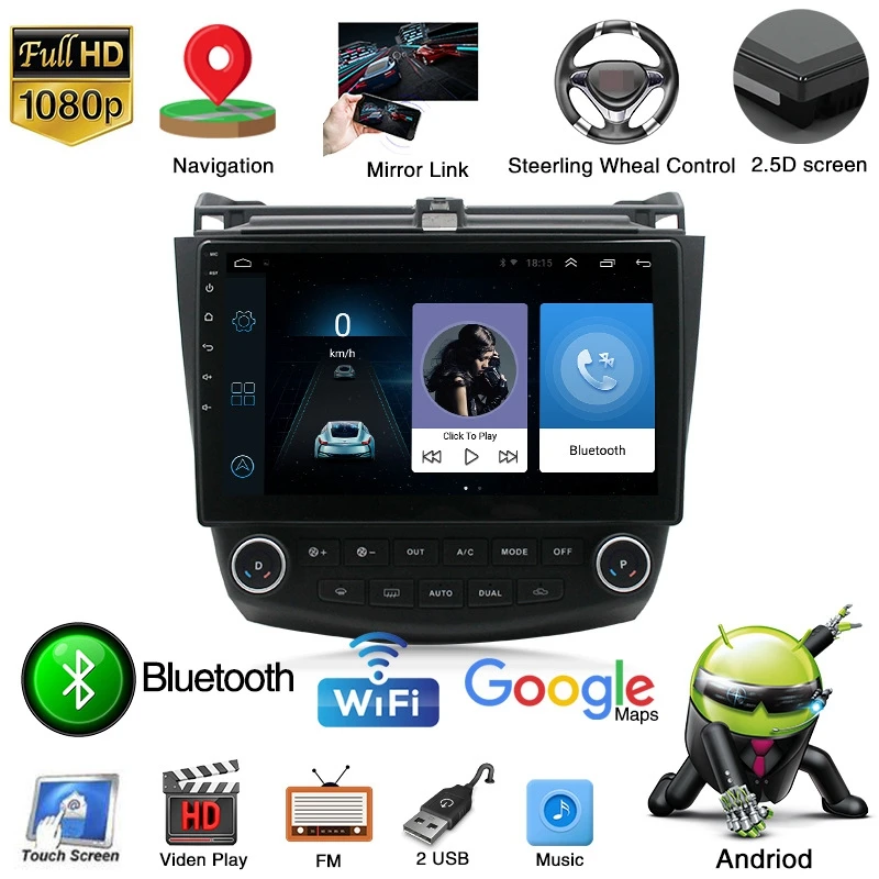 1 + 16G Android 8 автомобильный радиоприемник мультимедийный плеер для Honda Accord 7Th 2003-2007