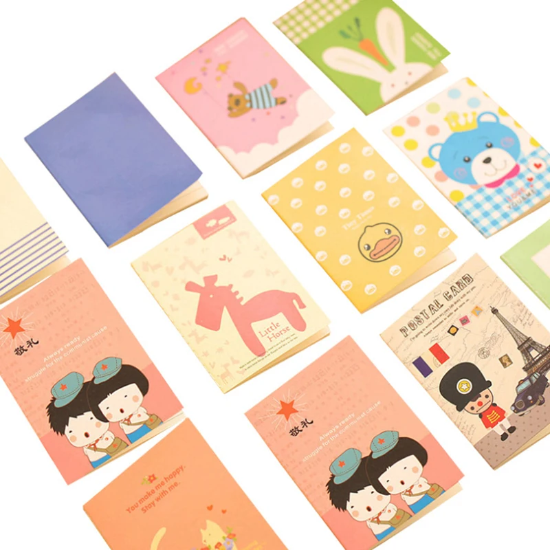 Mixed design 40 шт./лот прекрасный мультфильм крафт-бумага мини ежедневник блокнот ежедневник школьные принадлежности канцелярский подарок - Цвет: Mixed design