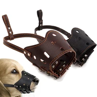 soft pu leather adjustable muzzles for dog anti bark bite grooming training mouth cover pet outdoor accessory perros mesh mask
