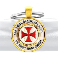 classic knight templar cross glass dome key chains charms men women templar order key ring antique jewelry gifts