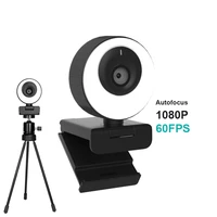 full hd 1080p webcam 60fps autofocus web camera with microphone ring light mac pc computer camera cover usb web cam tripod stand