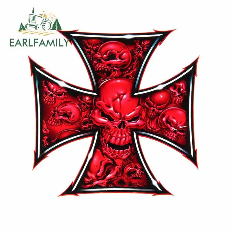EARLFAMILY 13 см x для летальной опасности красный череп крест забавные наклейки