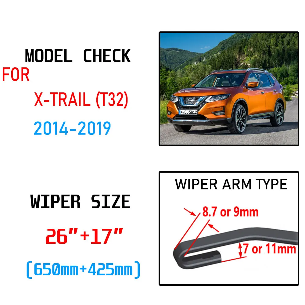 Щетки стеклоочистителя для Nissan X Trail T32 2014 2015 2016 2017 2018 2019 U J Hook