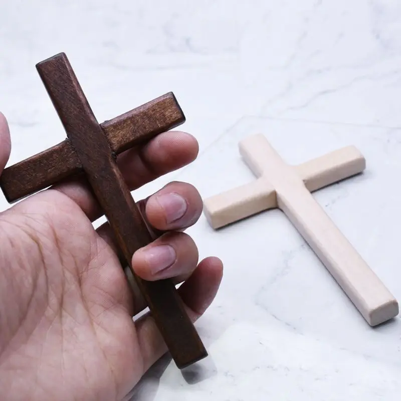 

2pcs Handmade Wooden Crosses Crucifix Jesus Christ Ornaments Religious Charm Necklace Pendant Making