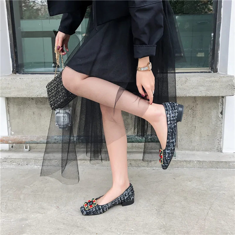 Женские лоферы со стразами FEDONAS элегантные туфли-лодочки на квадратном каблуке с