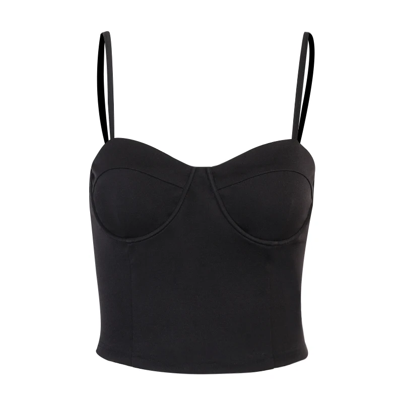

InsDoit Black Gothic Sexy Summer Top Women Streetwear Sleeveless Slim Bodycon Corset Camis Backless Aesthetic Basic Crop Tops