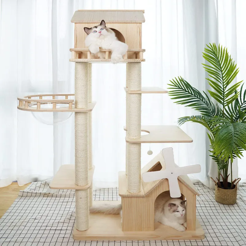 

Cat Scratcher Solid Wood Cat Climbing Frame Large Cat Scratchers For Indoor Cats Wooden Sisal Cat Climbing Frame Cat Scratching