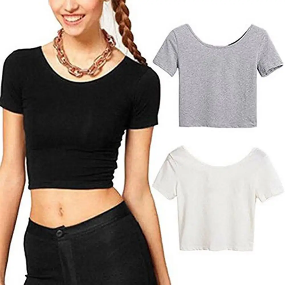 

Women's T-Shirts T shirt Sexy Crop Tops Short Sleeve Midriff Casual Blouse T-Shirt Tops Woman Crop Tops Tshirt Camisole Camis