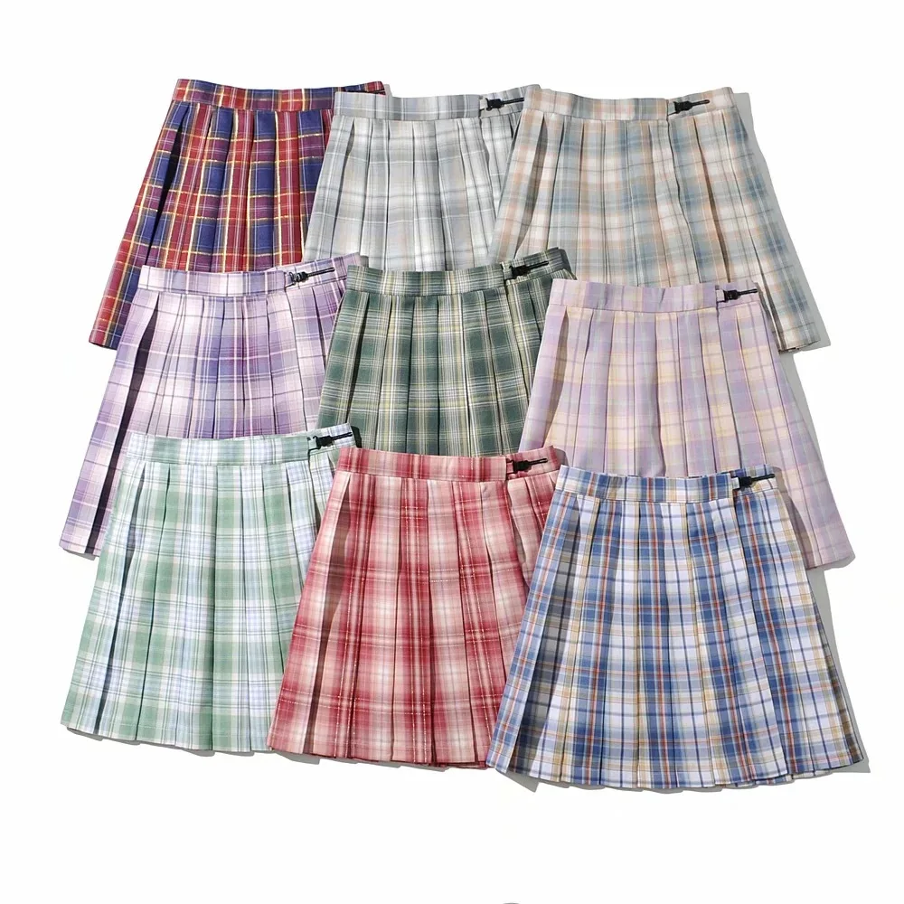 

Skirts Women 2021 Wholesale 2021 New Temperament Commute Fresh Sweet High Waist Plaid Bow plus Loose Pleated Skirt