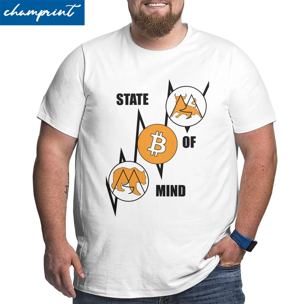 

Men's SoM Bitcoin Bear Vs Bull T Shirt Cotton Cryptocurrency Tops Big Tall Tees Plus Size Big Size Large 4XL 5XL 6XL T-Shirt