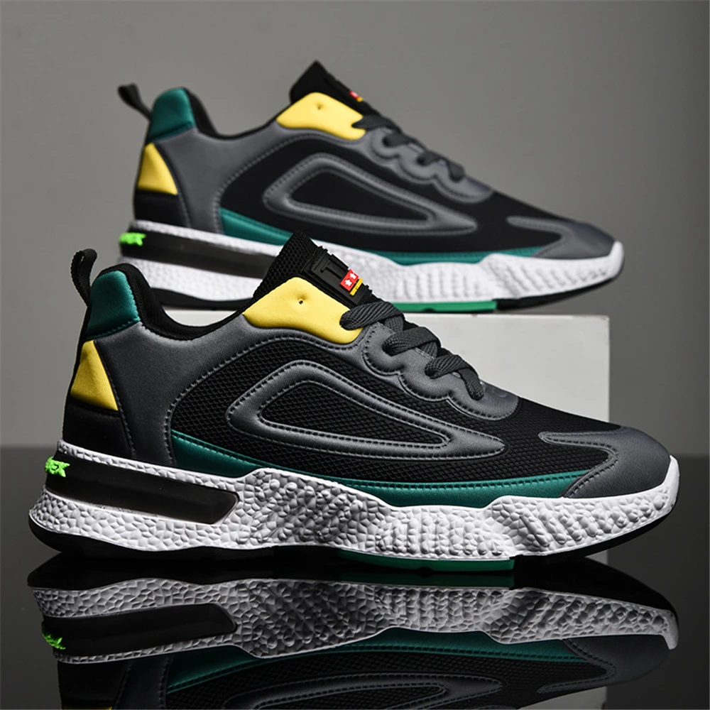 

Spring Autumn Sneakers for Men Rubber Black Running Shoes Breathable Mesh Men's sports shoes Fashion Casual shoes Couple New 44