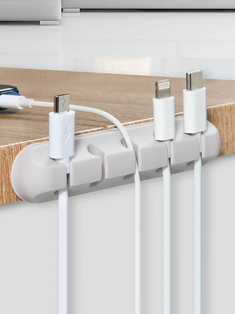 

Phone Cable Organizer Protector Self-adhesive Silicone White Holder USB Management Clips for Mouse Headphone Earphone Headset
