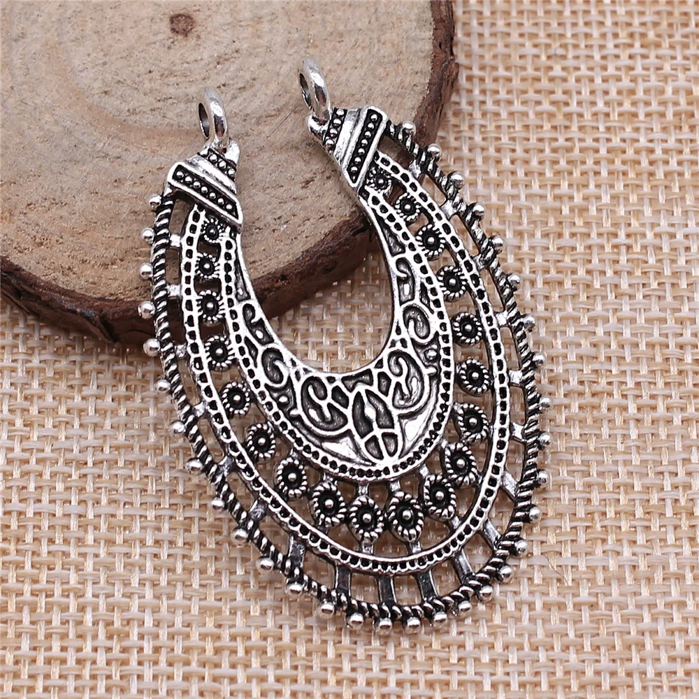 

2Pcs 35x53mm Antique Silver Color Earring Pendant For Earring Making Earring Connector DIY Handmade Jewelry