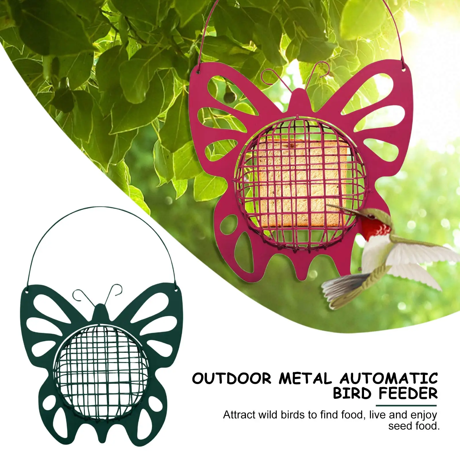 

Открытый кормушка для птиц висит птица Еда диспенсер бабочка Панч металлической перфорации формы Автоматическая прочная балкон висячая ко...