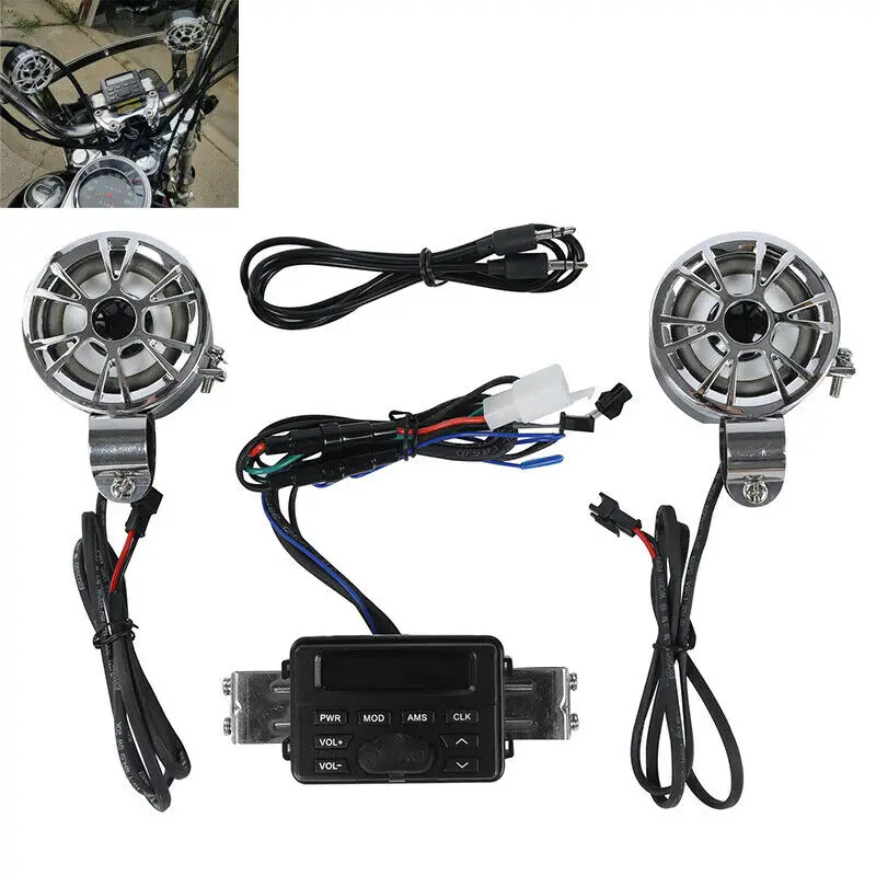 Мотоциклетная звуковая система крепление на руль 2 колонки FM радио аудио MP3