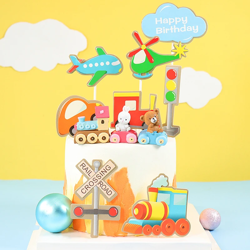 Cakelove Bling Train Plane Sign торт Topper с днем рождения кролика украшения в виде поезда