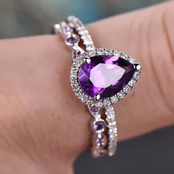 Роскошные обручальные кольца для женщин капли воды с 1.5ct прозрачными камнями