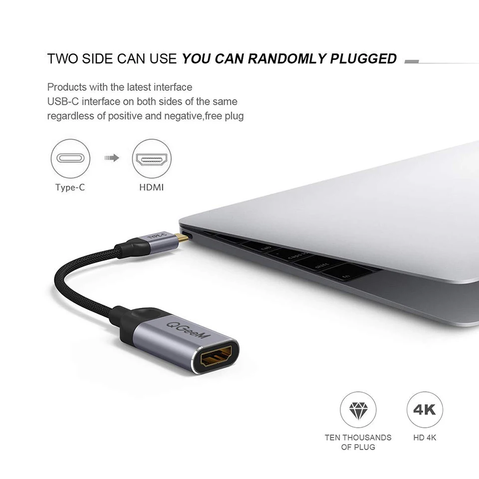 Кабель QGeeM USB C в HDMI совместимый адаптер 4K Type-c конвертер для huawei mate 20 macBook pro 2018 ipad