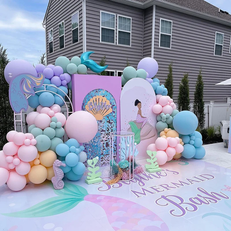 

164pcs/set Mermaid Birthday Theme Balloon Garden Arch Kit Macarons Color Latex Balloons for Baby Shower Wedding Party Supplies