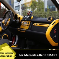 for mercedes benz smart 09 15 carbon fiber car peach wood interior modified panel shell stickers
