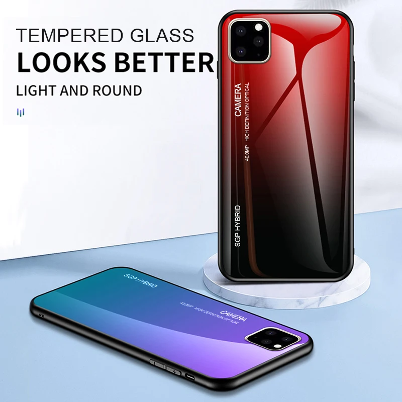Чехол из градиентного стекла для Apple iphone 11 Pro Max оригинальный защитный чехол