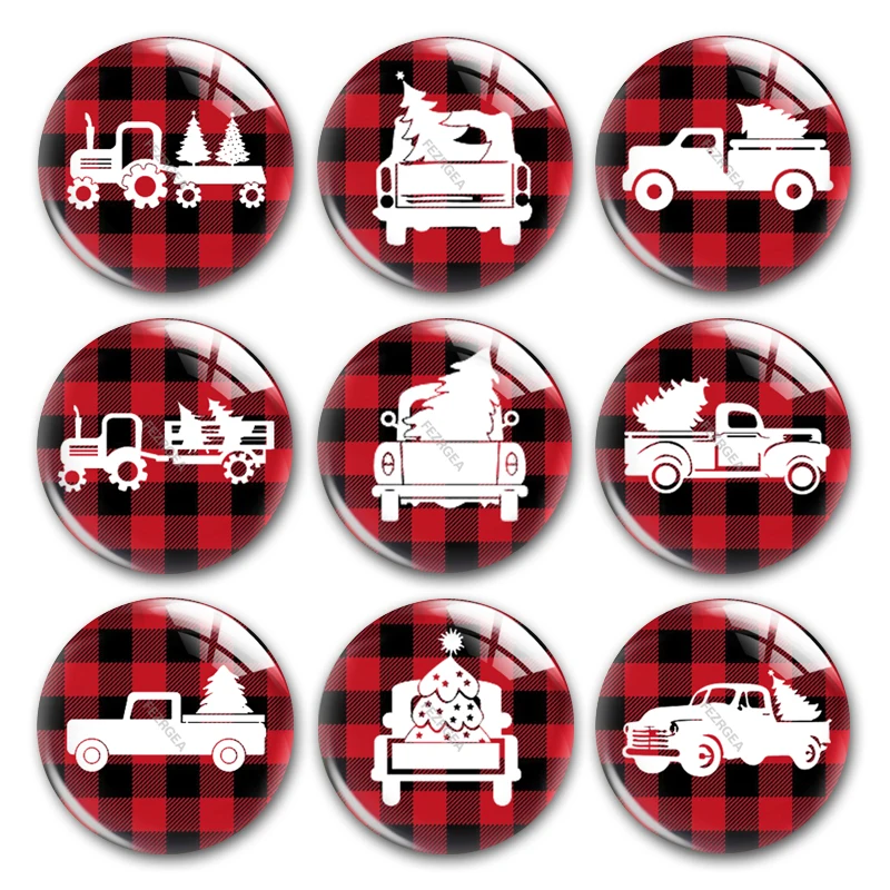 

Handmade Christmas Car Pine Tree Decoration Round Photo Glass Cabochons Demo Flat Back DIY Jewlery Making Findings Accessory