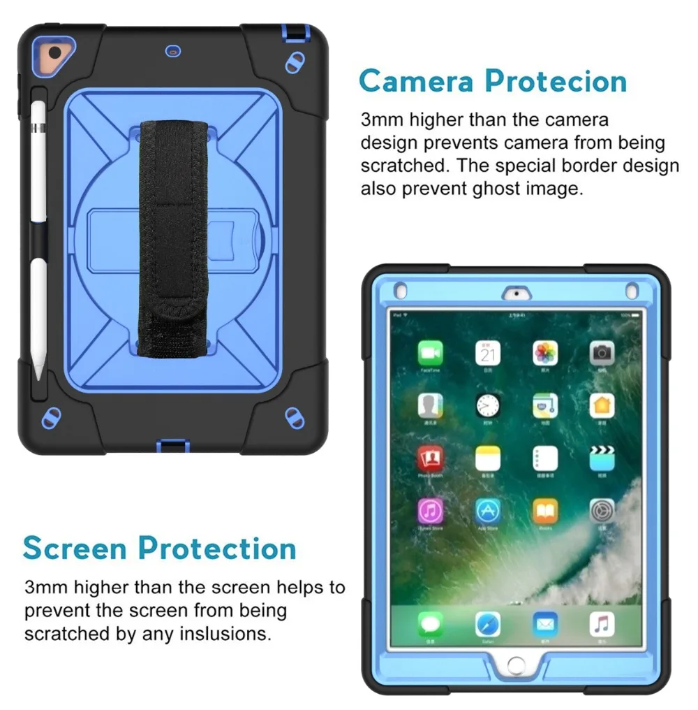 Для iPad 9,7 Чехол ручка ручной ремень плечевой ремень защитник дети прочный защитный чехол Чехол для iPad 9,7 дюймов