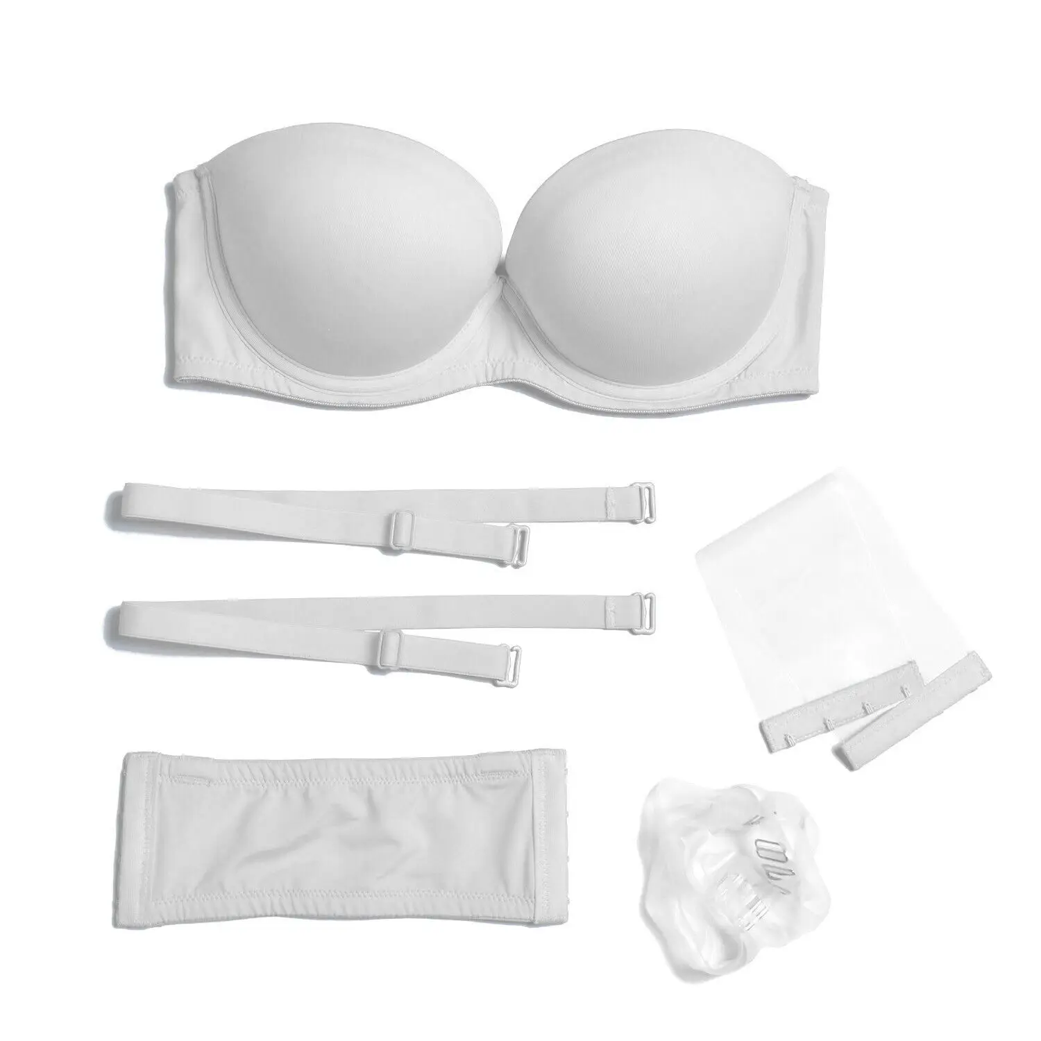 Новые белые Bra Кабриолет Для женщин без бретелек сексуальное с низким вырезом на