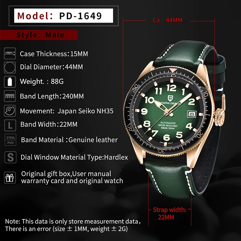 Часы наручные PAGANI Мужские автоматические дизайнерские Роскошные Брендовые