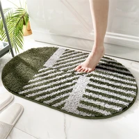 oval geometric striped home bathroom non slip floor door mat thick flocking absorbent entrance rugs