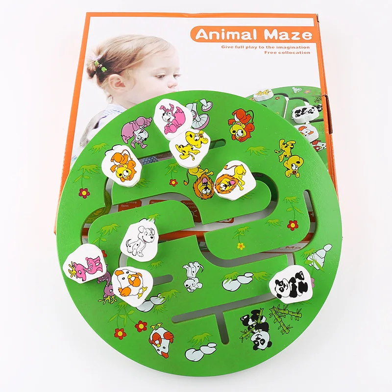 

Wooden Toys Cartoon Animal Maze Children's Baby Early Education Educational Exercise Find A Place To Find A Home Toy Round Maze