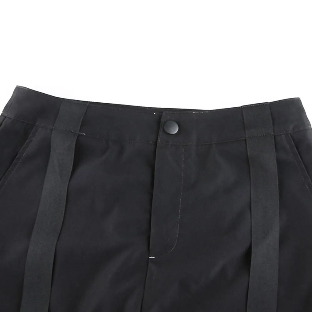 

Black Pants Women Loose 2021 Spring Fashion Street Beat Korean Fashion Pockets Solid Lace-Up Long Female Casual Trousers