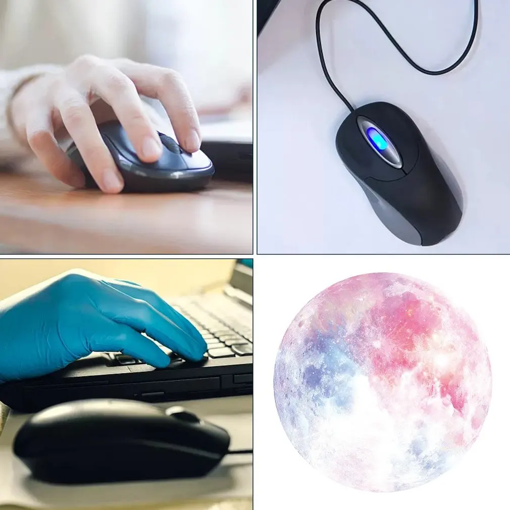 

Kawaii Round Celestial Mouse Pad Soft Mat For Game Computer Cap Desk Mat Pads Non-Slip Rubbe PC Waterproof Office MousePad 22cm