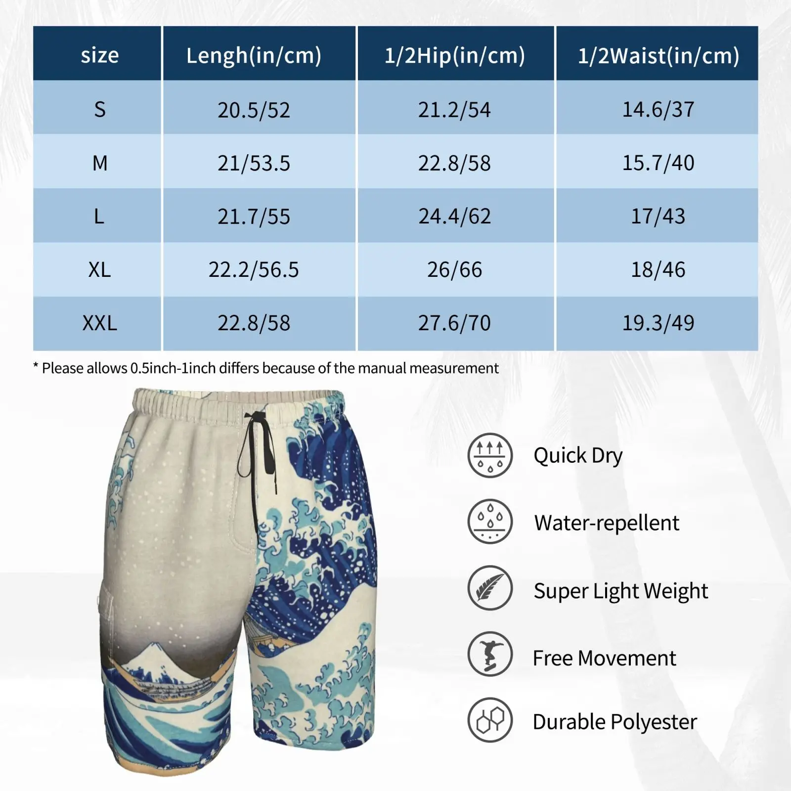 Пляжные шорты по лучшей цене футболки с принтом магнитов и т. Д. Hokusai большие