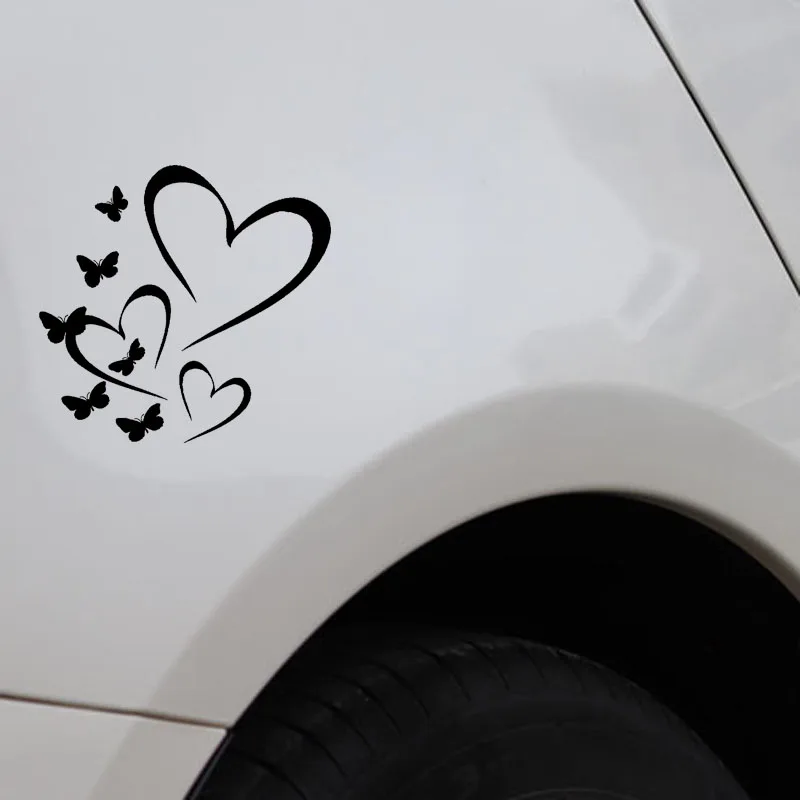 

Fuzhen Boutique Decals Exterior Accessories Romantic Love Heart Butterfly Decor Car Sticker Vinyl Decal Black/white KK