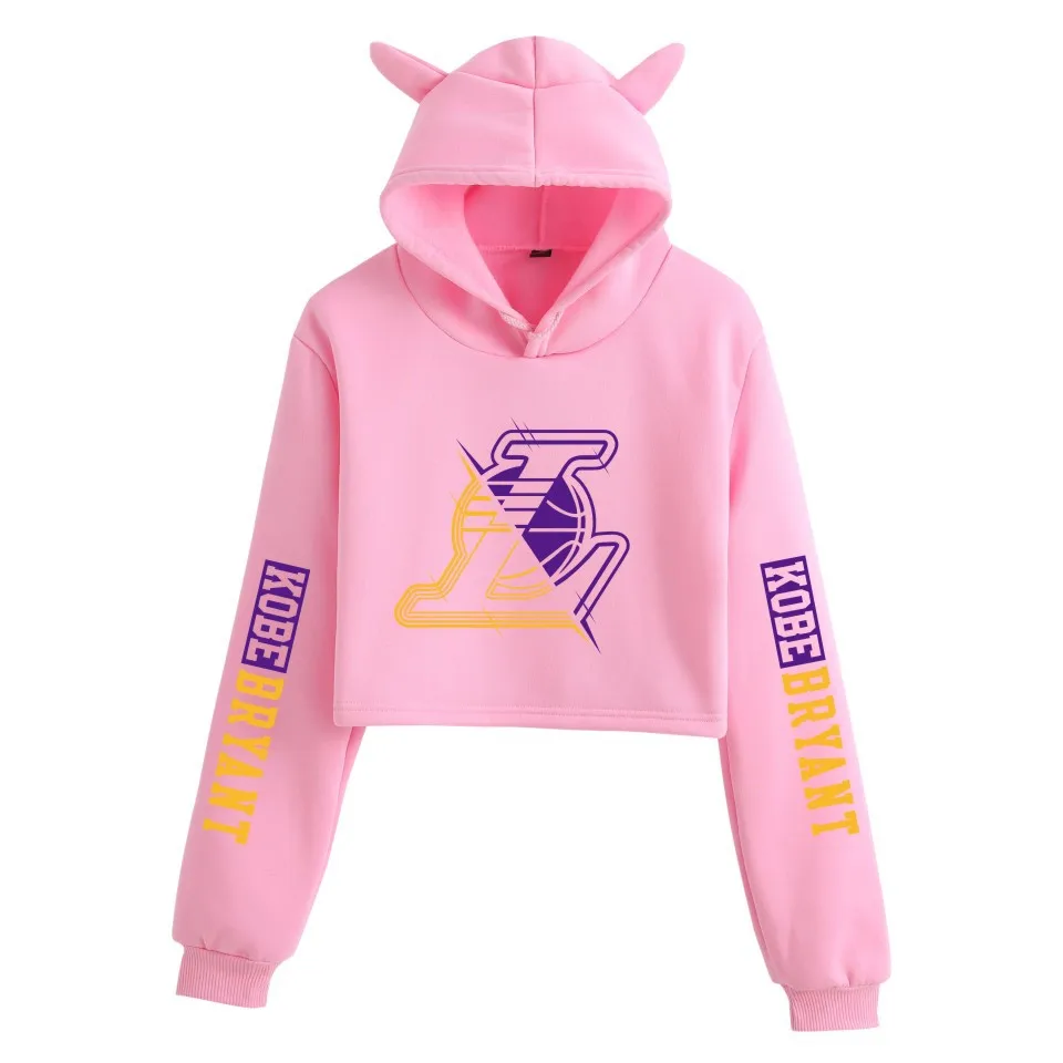 

Classic Sport Letter Printing Cat Ears Hoodie Women Sweatshirts Cropped Tops Sexy Girls Casual Streetwear Basic Tops Pullovers