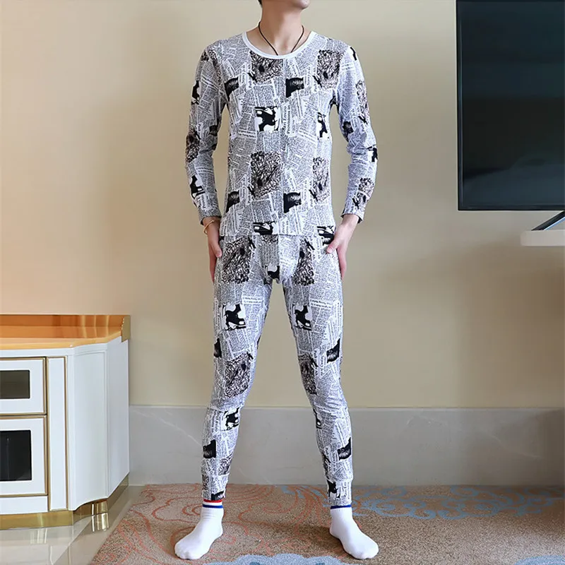 Модные корейские мужские теплые длинные нижнее белье набор зима тонкий Холодный