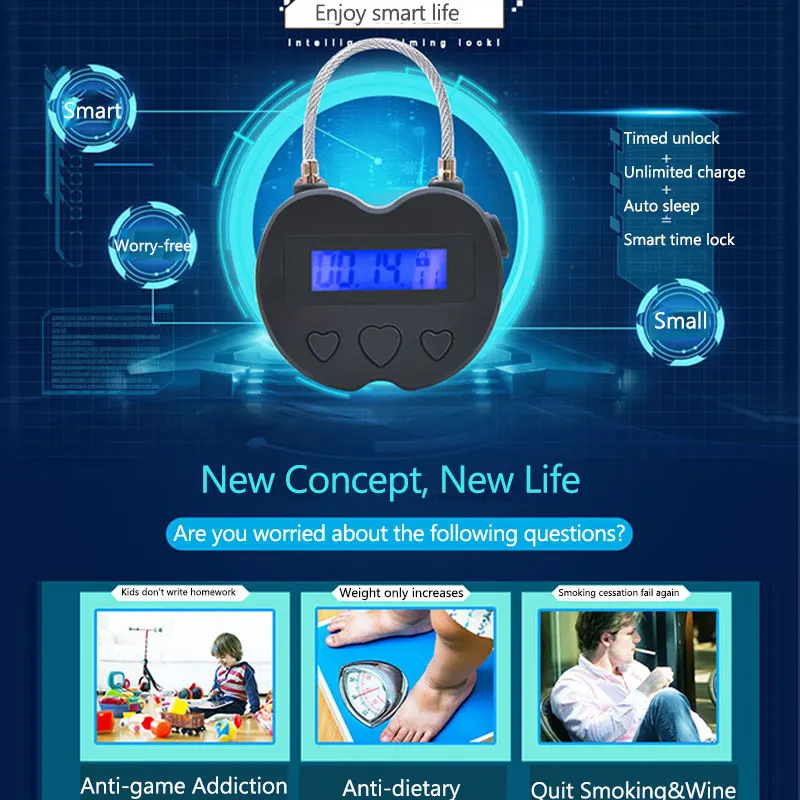 АБС-пластик для взрослых анти-привыкание умный замок времени самоблокирующийся