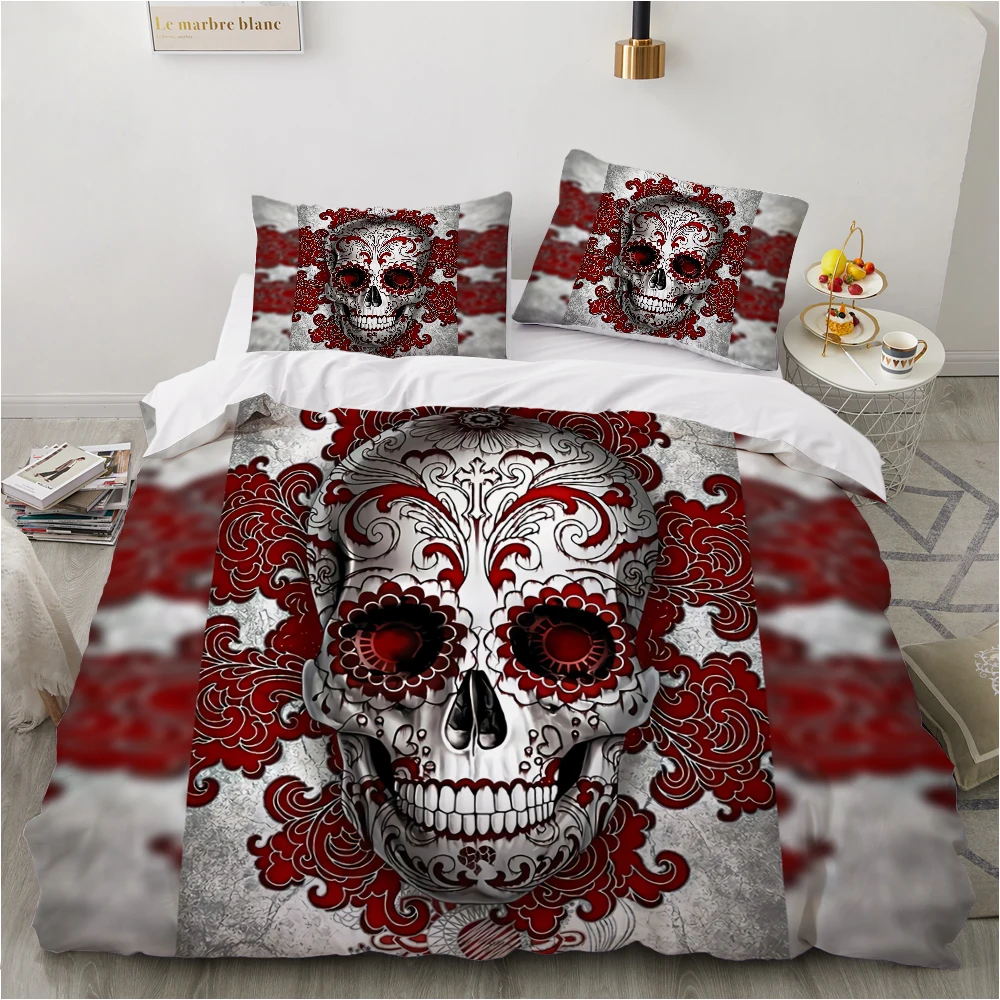 

Bed Linen Bedding Sets euro/Double/family sets/2.0/Queen/King Bedspread For Home 2x Sp Pillowcase 50*70 Skull Red