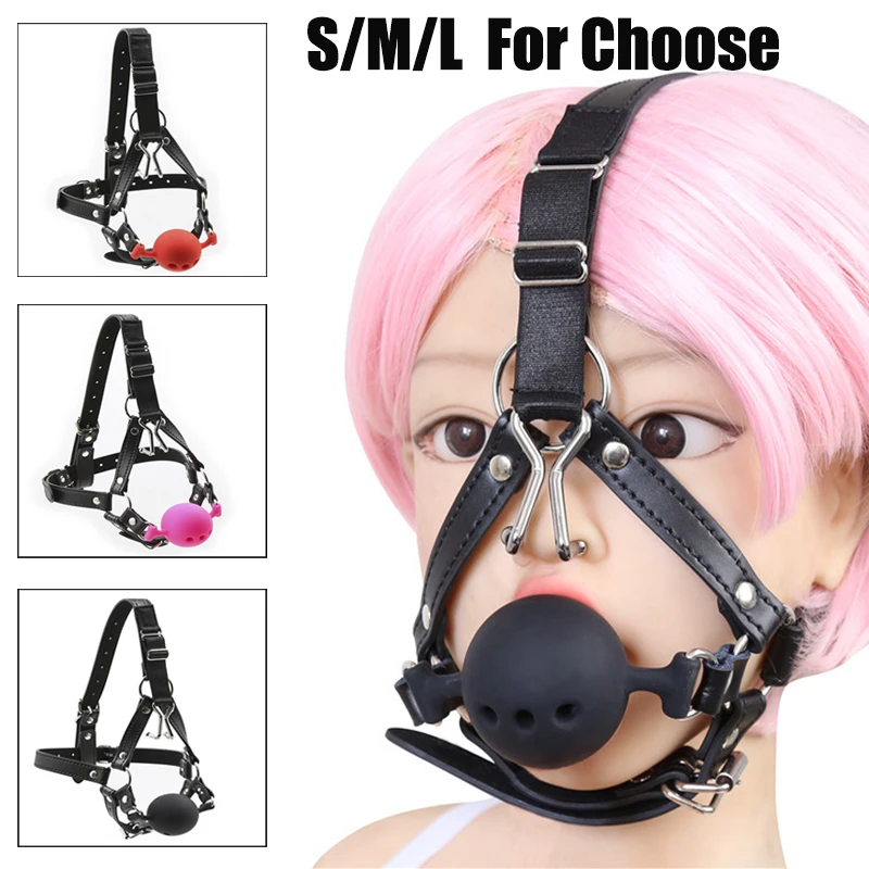 БДСМ-ведомый металлический крючок для носа с большим шариковым кляпом оральный