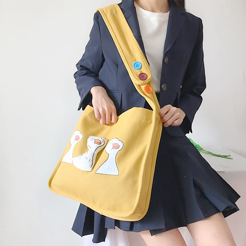 

Duckling canvas handbag original three-dimensional printing messenger bag