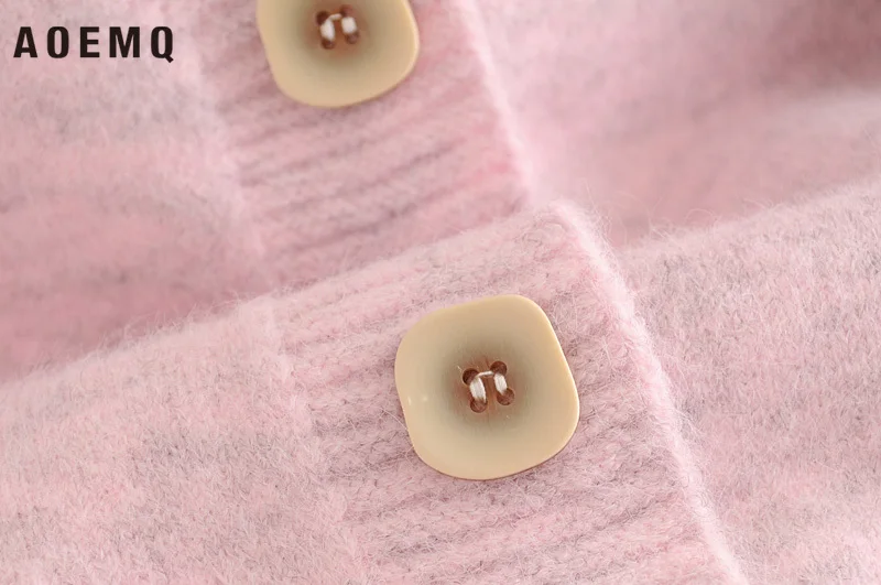 AOEMQ Casual Sweaters Sweet Japan Candy Color Puff Sleeve Girl Outwear Winter Cardigan Birthday Present |