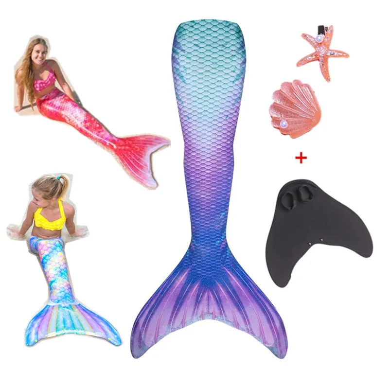 Хвост русалки для девочек купальный костюм детей и взрослых заколка волос с